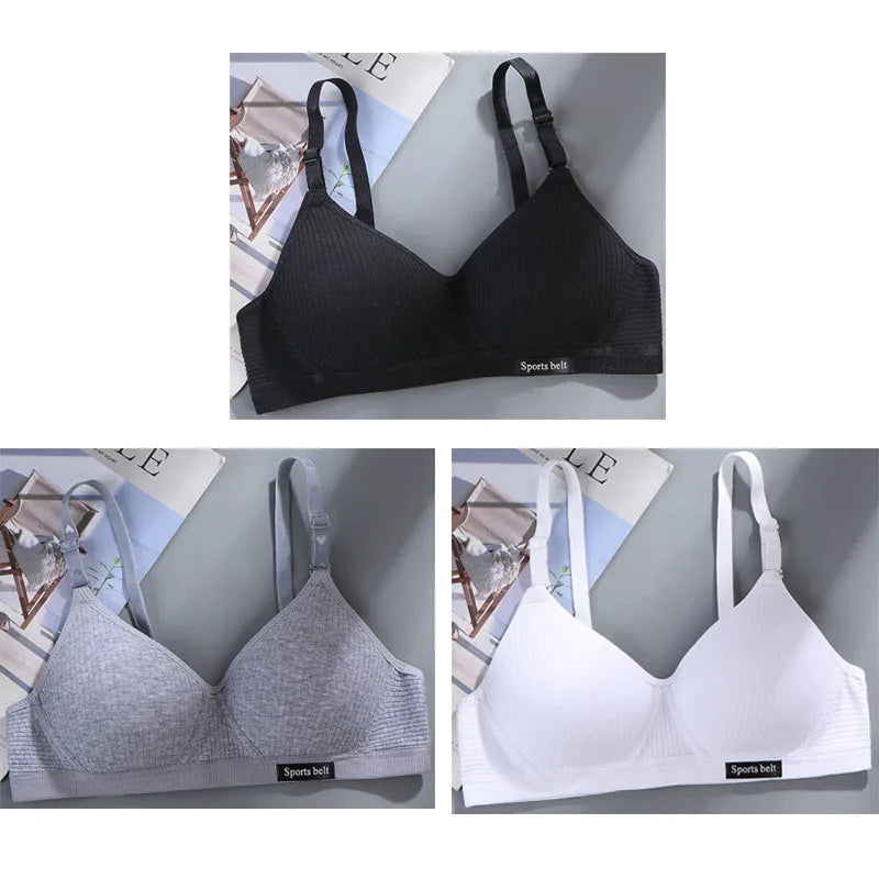 3pcs Women Thin Wireless Bra Girl Seamless Push Up Bra Student Comfort V-Shaped Underwear Adolescent Breathable Comfort Lingerie
