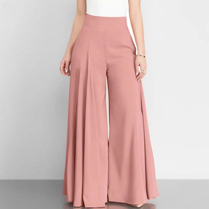 Women's Thin Trousers Zipper Wide Legs Solid Color High Waist Elegant Spring Office Commuting Simple Versatile Casual Pants