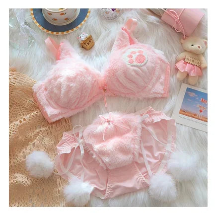 Girls lolita plush bra underwear my melody bralette push up brassiere  wirefree warm kawaii bra underpants seamless lingerie