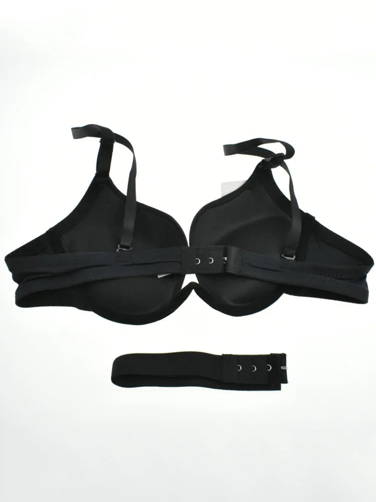 Japanese Deep V Push Up Sexy Bra Underwire Underwear Women Soutien Gorge Thin Half Cup Solid Color Lingerie Beautiful Back