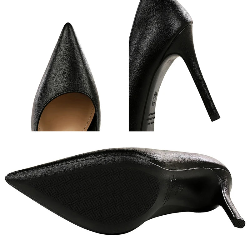 BIGTREE Shoes Women Pumps Occupation OL Office Shoes Sexy High Heels Stiletto 10 Cm Pointed Tip Women Heels Fashion Party Shoes