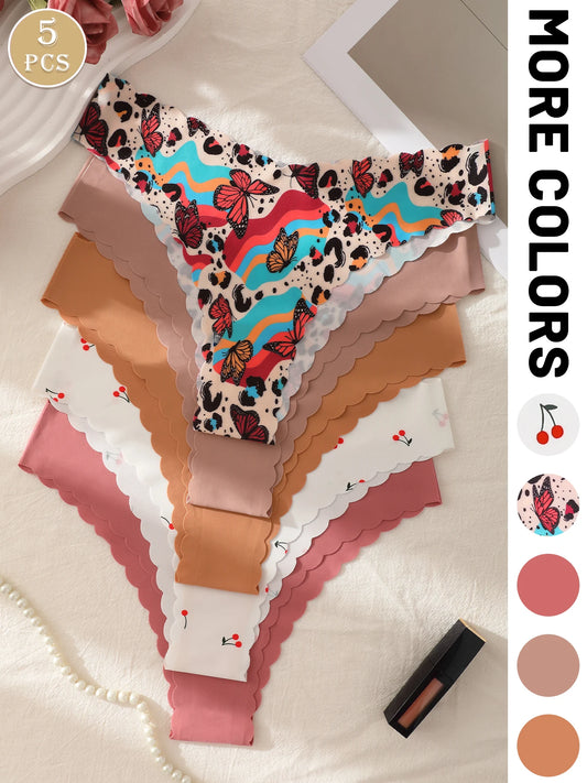 5pcs Women's Low-Waist Panties, Soft and Comfortable Triangle Underwear, Suitable for Sports and Daily Wear