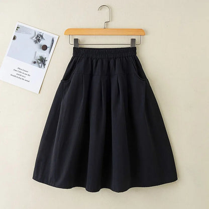 Preppy Style Over The Knee Pleated Skirt for Tween Girls Knee Length Schoolgirl Skirt Spring Autumn Seasonal Casual Wear
