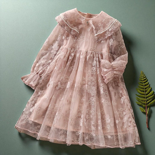 Kids Lace Dresses for Girls Princess Flower Dress Pink Baby Outfits Children Clothes for Teenagers Costumes 4 5 6 8 10 12 Years