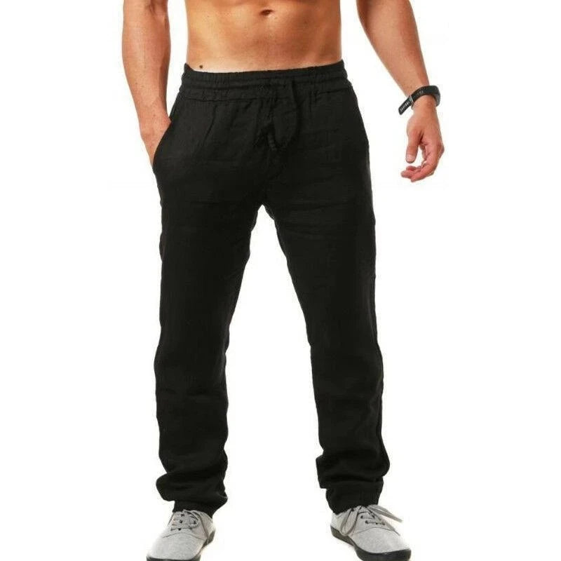 2024 Spring Linen Wide Men Pants Korean Trousers Oversize Cotton Streetwear Male New Yoga Pants Casual Men Clothing Sweatpants