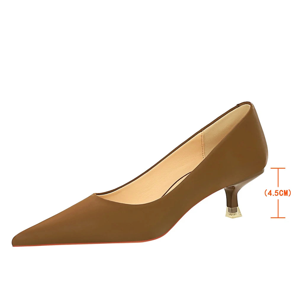 BIGTREE Shoes Women 4.5 Cm Heels Pointed Toe Woman Pumps Fashion Kitten Heels Large Size 34-43 Sexy Mid Heeled Female Shoes 2026