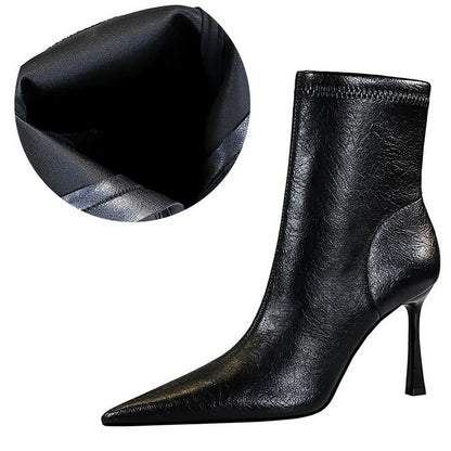 BIGTREE Shoes White Women's Boots Side Zipper Leather Boots High Heels 9 Cm Spring New Ladies Ankle Boots Stilettos Short Boots