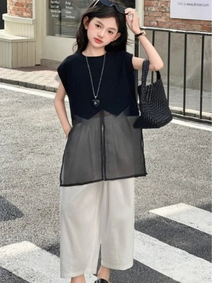 Little Girl Clothes Summer Children's Clothing Setup Child Girls Girls' 2025 New Kids Fashion Outfit Outdoor Sets Suit Korean
