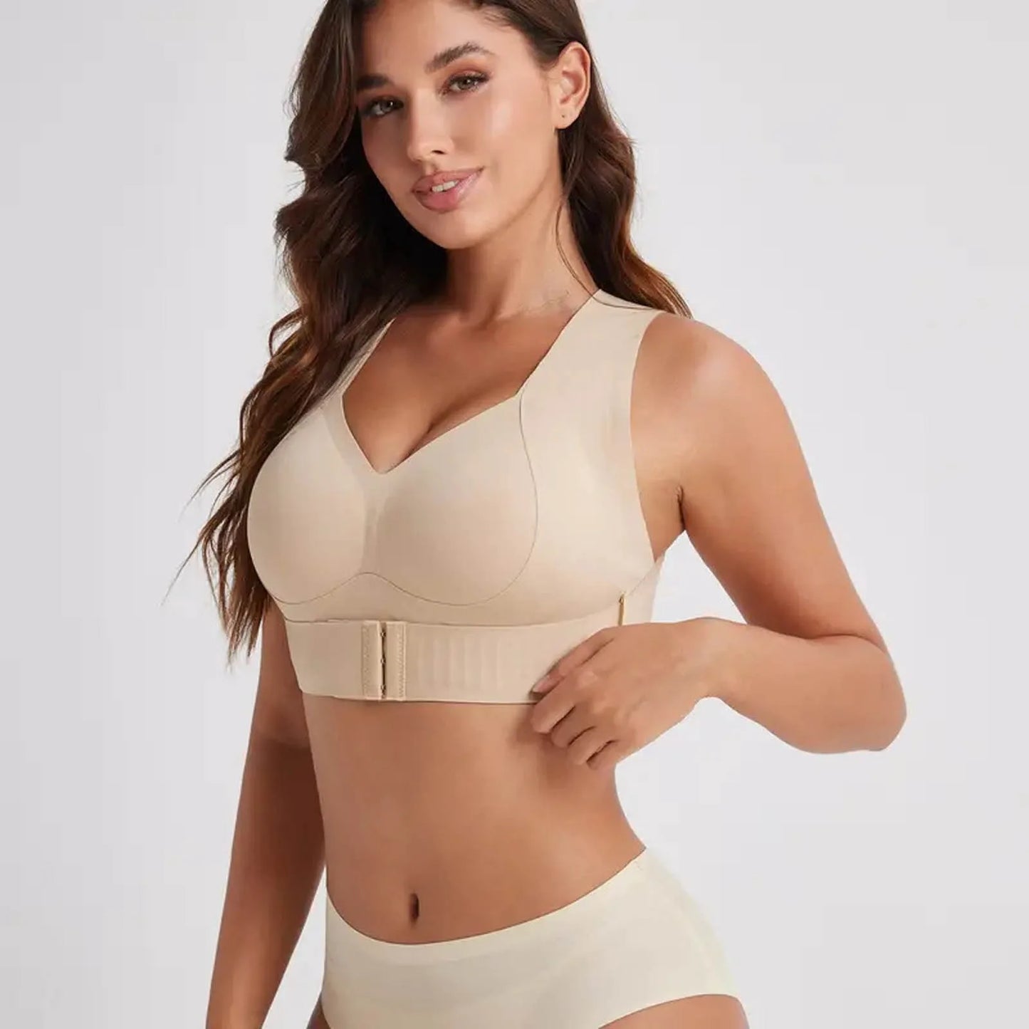 Race Back Corrector Bra For Women Front Closure Wireless Seamless Bra Wide Strap Full Coverage Tank Female Seamless Underwear