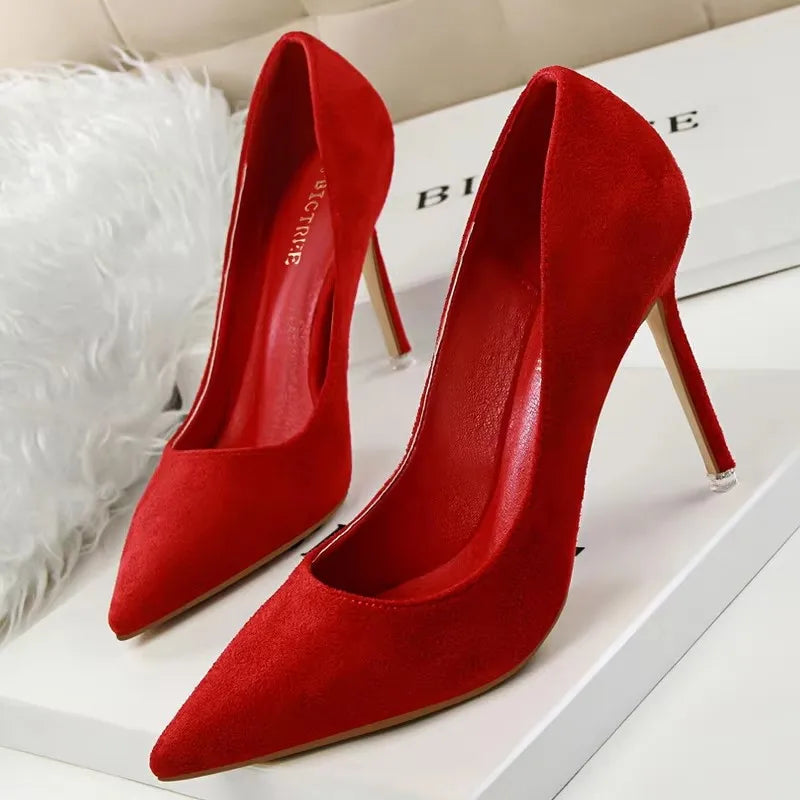 BIGTREE Shoes 2026 New Women Pumps Suede High Heels Shoes Fashion Office Shoes Stiletto Party Shoes Female Comfort Women Heels