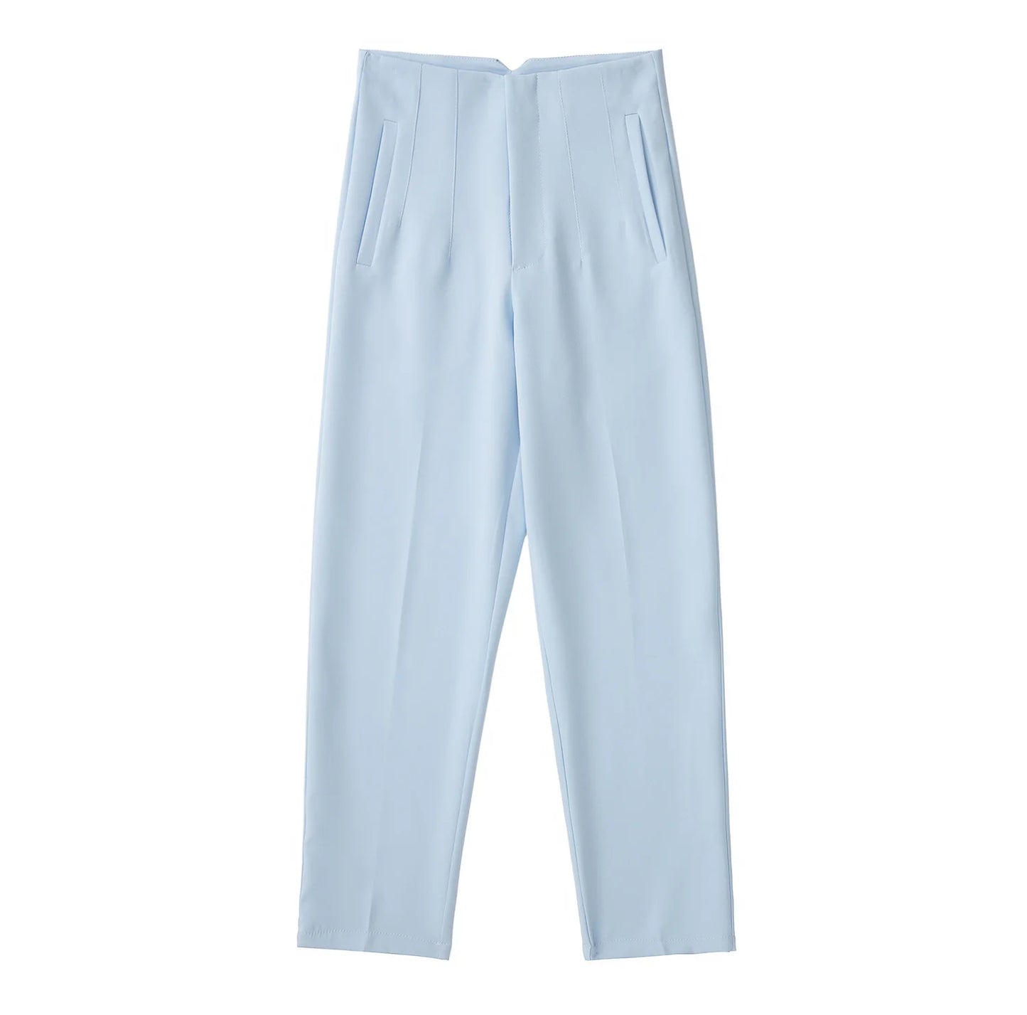 Hot Sale Women Summer Thin Casual Cropped Pants Stretchy Temperament Pleated Slimming Capris Ankle Length High Waisted Trousers
