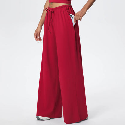 Loose Breathable Yoga Full Length Wide Leg Pants Solid Color Naked Feel Fitness Sports Woman Quick Drying Gym Pencil Pants