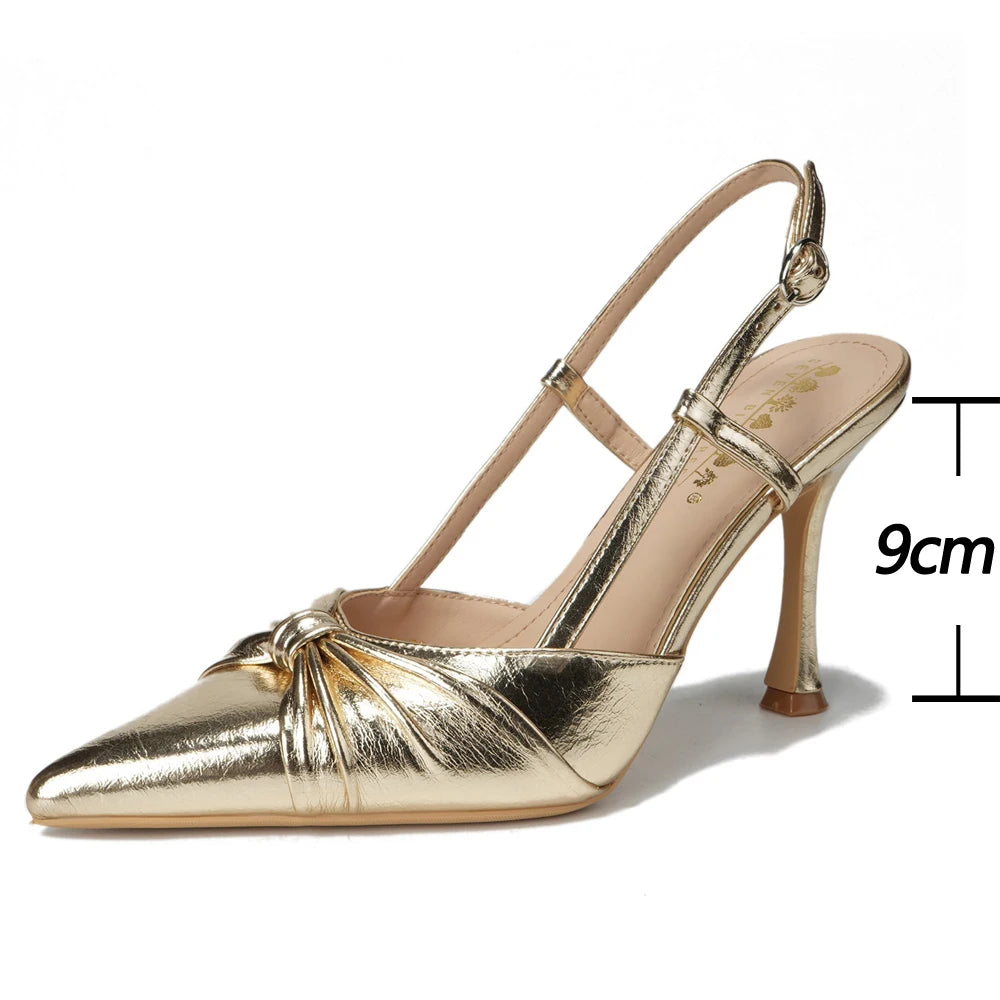 BIGTREE Shoes New Bowknot High Heels Pointed Tip Women Pumps Summer High-Heeled Sandals Women Shoes Buckle Stiletto Heels 9 Cm