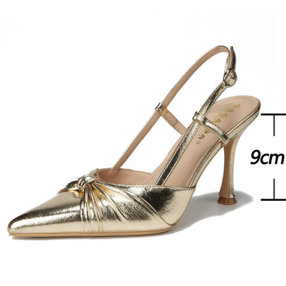 BIGTREE Shoes New Bowknot High Heels Pointed Tip Women Pumps Summer High-Heeled Sandals Women Shoes Buckle Stiletto Heels 9 Cm