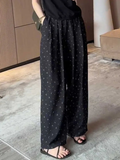 Women's Floral Print High Waist Wide Leg Pants Loose Casual Summer Trousers