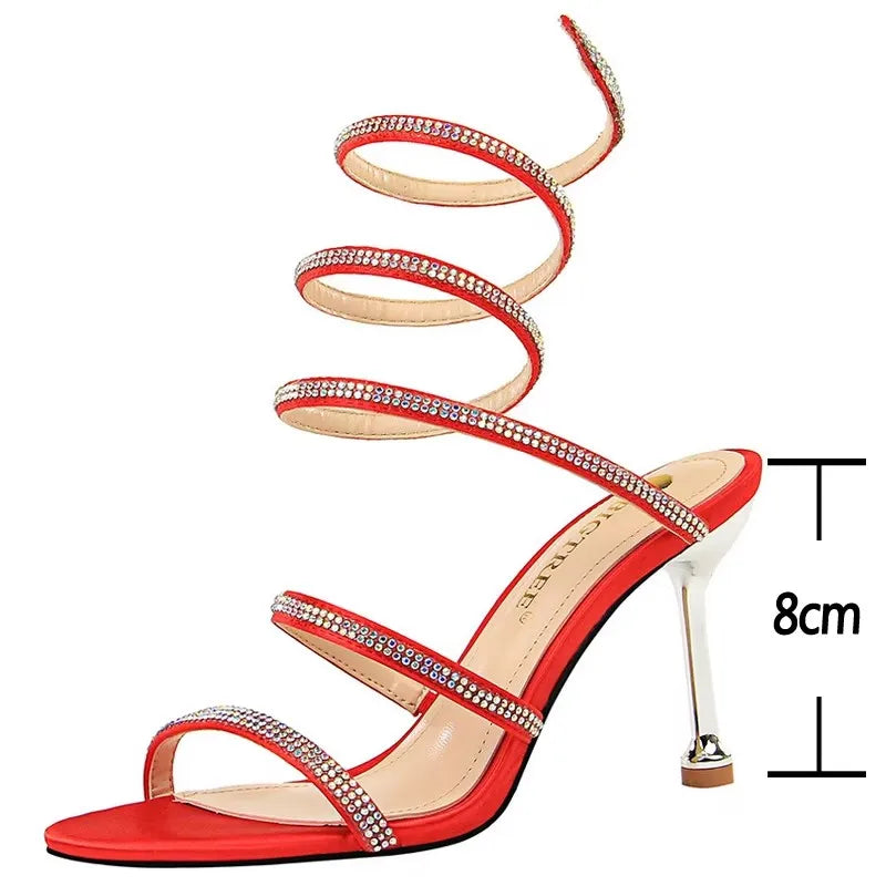 BIGTREE Shoes Sexy High Heels Rhinestone Women Heels Stiletto Wedding Shoes Summer Women Sandals Open Toe Women Pumps Party Shoe
