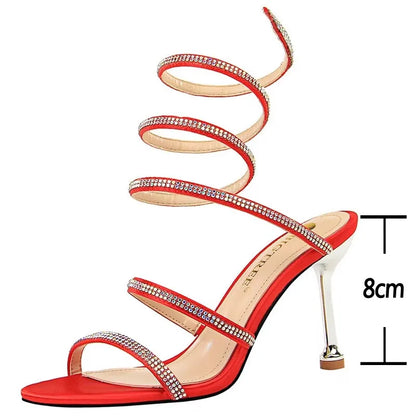 BIGTREE Shoes Sexy High Heels Rhinestone Women Heels Stiletto Wedding Shoes Summer Women Sandals Open Toe Women Pumps Party Shoe