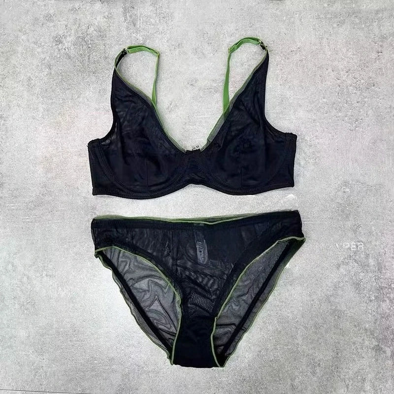YUQI French Summer Bra - Sexy Euro Color-Block Lingerie | Slim Push-Up Lift & Anti-Sag Support | Anti-Sag Comfort Fit Underwear