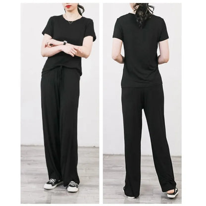 Summer Women's Modal Trousers Causal Loose straight long pants High waist Thin soft elastic Homewear pants full length Slacks