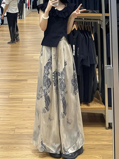 Ice Silk Women Summer Thin Style Slim Casual Straight Nine-point Skirt Pants