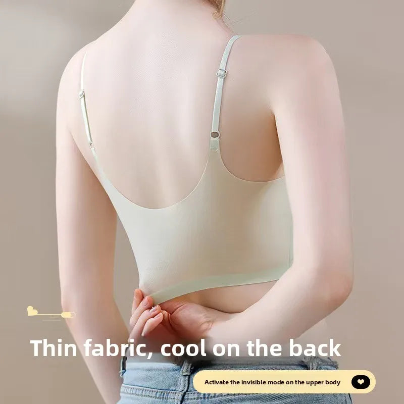 Summer Ultra-thin Ice Silk Seamless Underwear, Lightweight and Breathable Seamless Suspender, Beautiful Back Bra