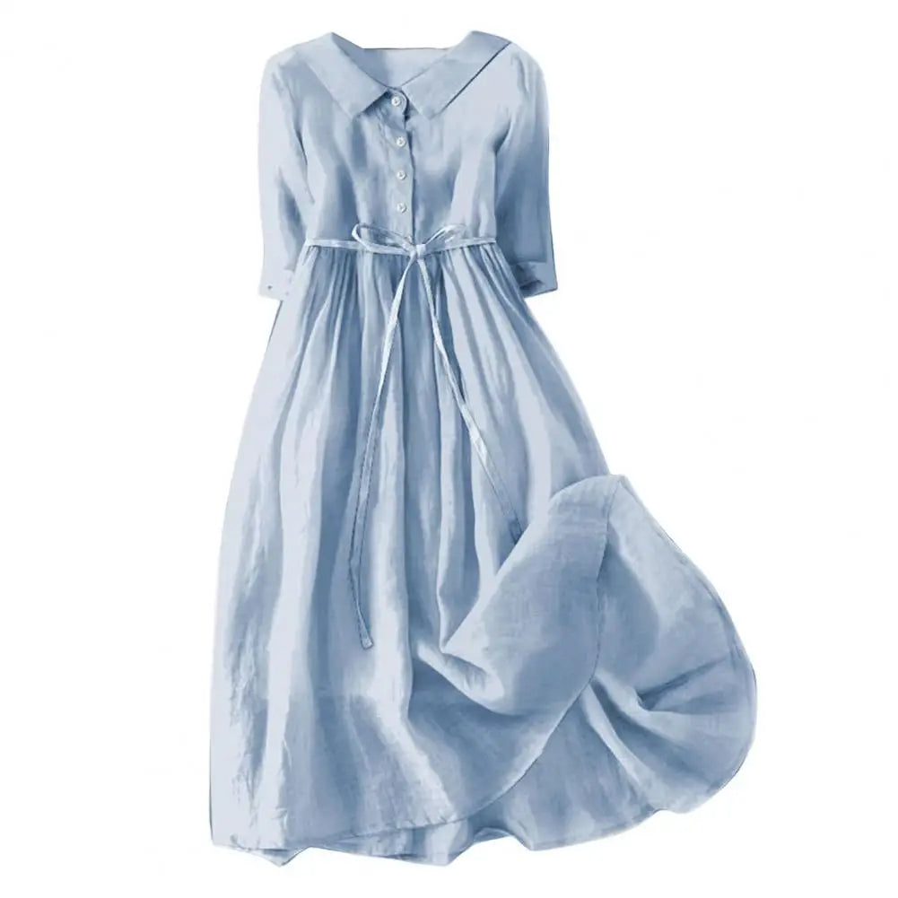 A-line Dress Bohemian Floral Print Midi Dress with Lace-up Detail A-line Silhouette for Women Spring Fashion Statement Women