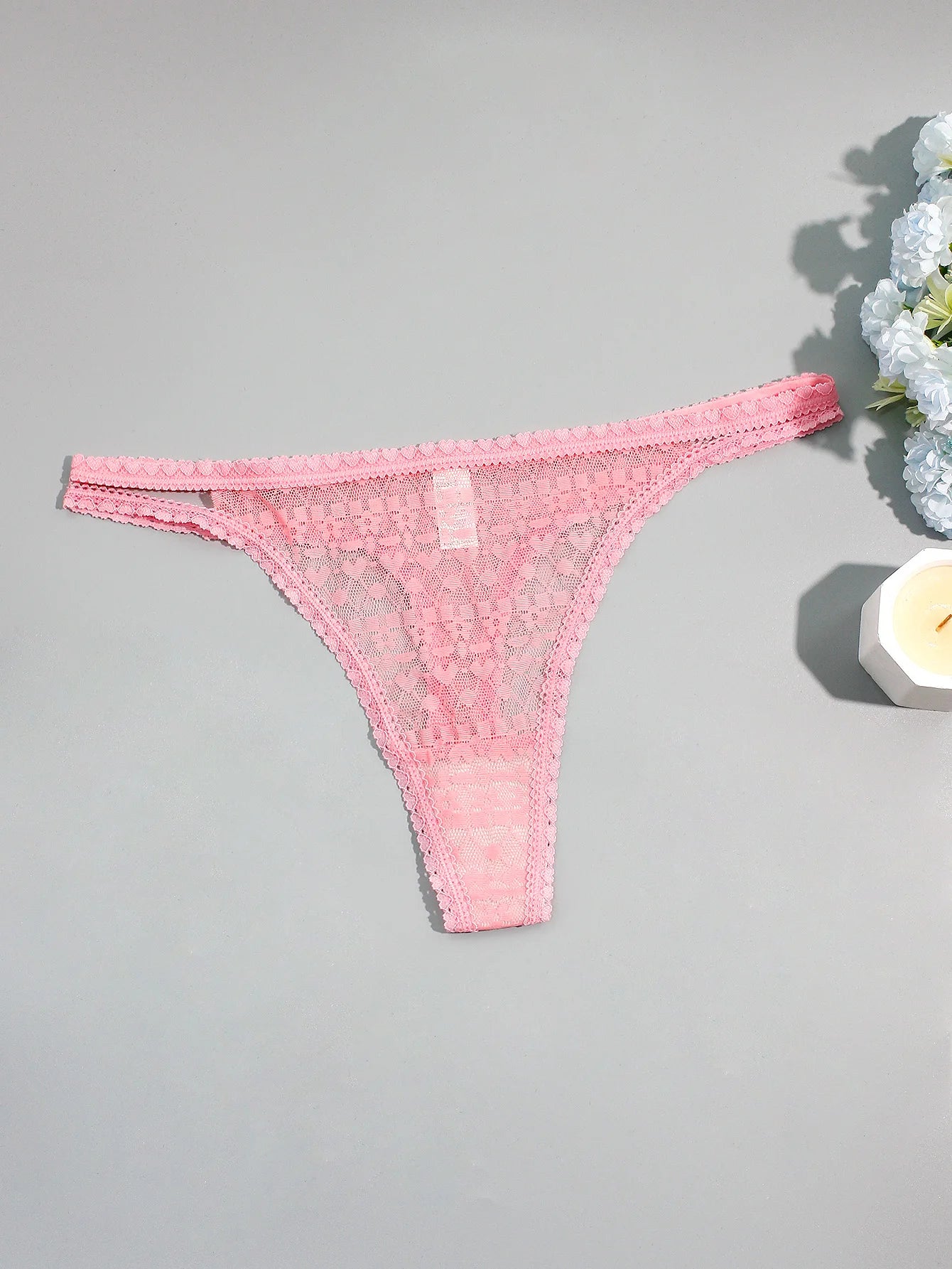 5-Pack Sexy Lace Double-Layer Thin Strap Full Lace Women's Thong Underwear Comfortable Breathable Cotton Lined Briefs