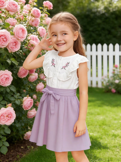Girls Casual Summer Sleeveless Embroidered Dress Children's Fashion Cute Skirt for Kids Age 4-12 Years Old