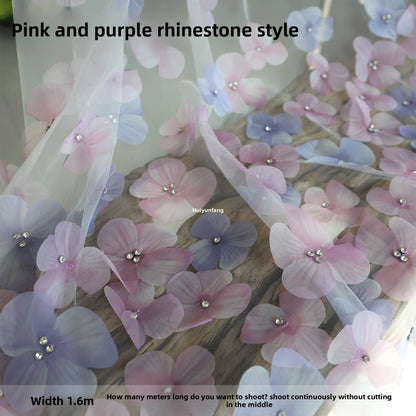 3D Butterfly Embroidery Lace Mesh Fabric for Wedding Dress Decoration Handmade Diy Cloth By The Meter Sewing Material