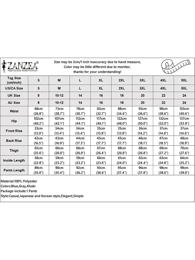 ZANZEA Holiday Solid Pockets Pants Women Straight Long Pants Casual Loose Wide Leg Trousers 2024 Summer High Waist Pantalons