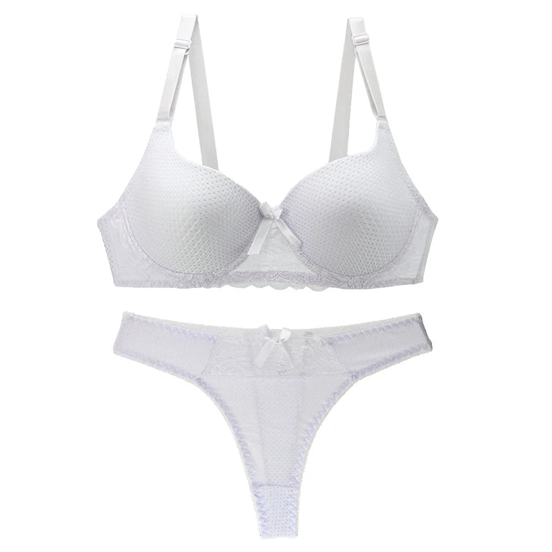 2024 New Sexy Underwear Thong Ladies Underwire Lace Lingerie Cover Solid Color Large Size Hook Eye Women Bra Sets