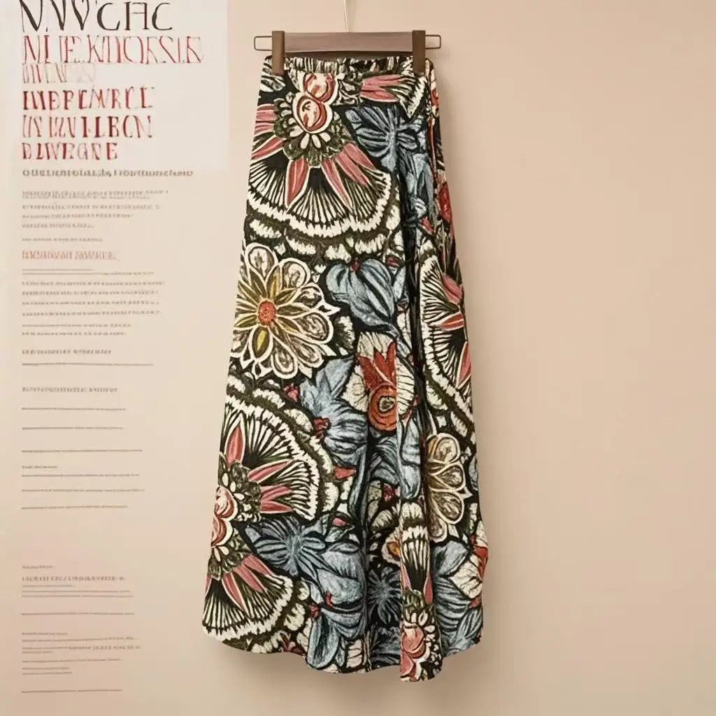 Summer Beach Floral Skirt for Women Cotton High Waist Wrap Maxi Skirt Long with Side Slit & Tie Detail Boho Style Design