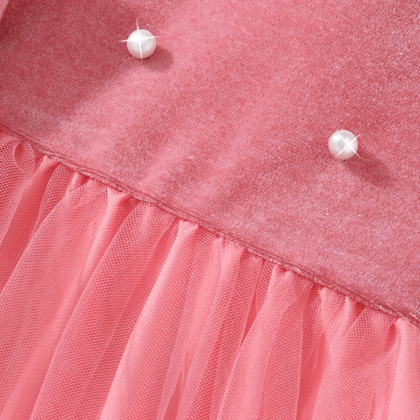 Pink One-Shoulder Tulle Dress for Girls - Spaghetti Strap, Pearl Bow, Romantic Cute