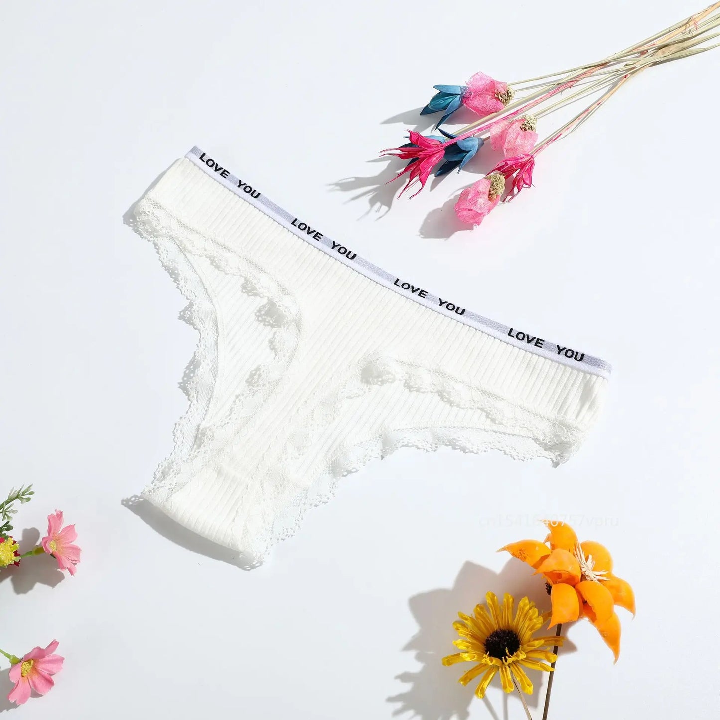 Comfort Breathable Soft Underwear Women's Low-Rise Ribbed Cotton Thongs Panties