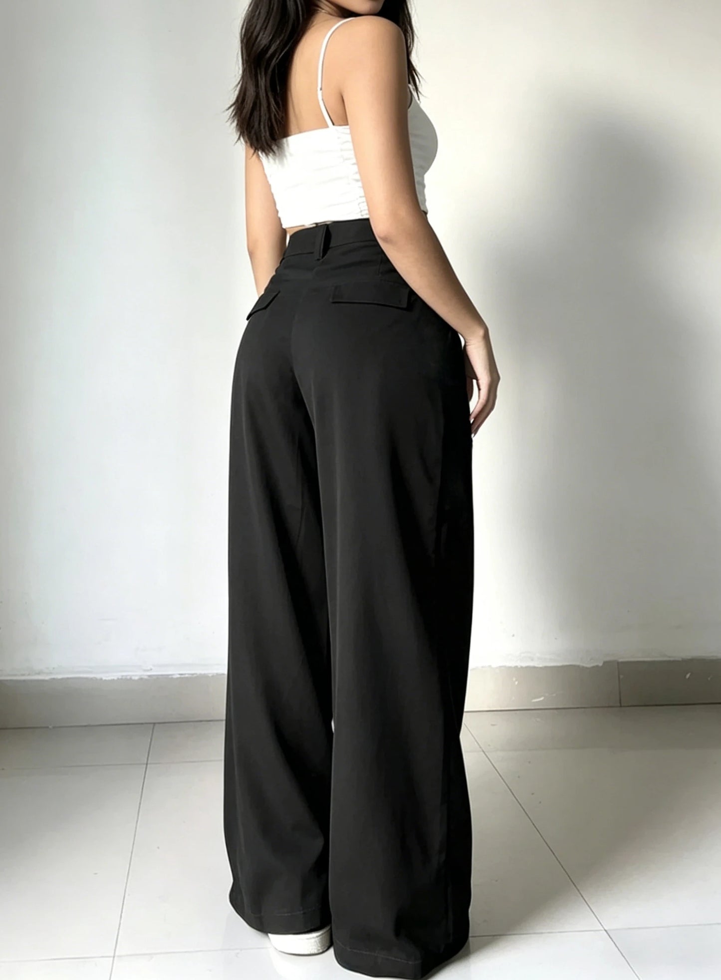 Office Chic High Waist Wide Leg Suit Pants, Loose Fit Casual Trousers for Commute