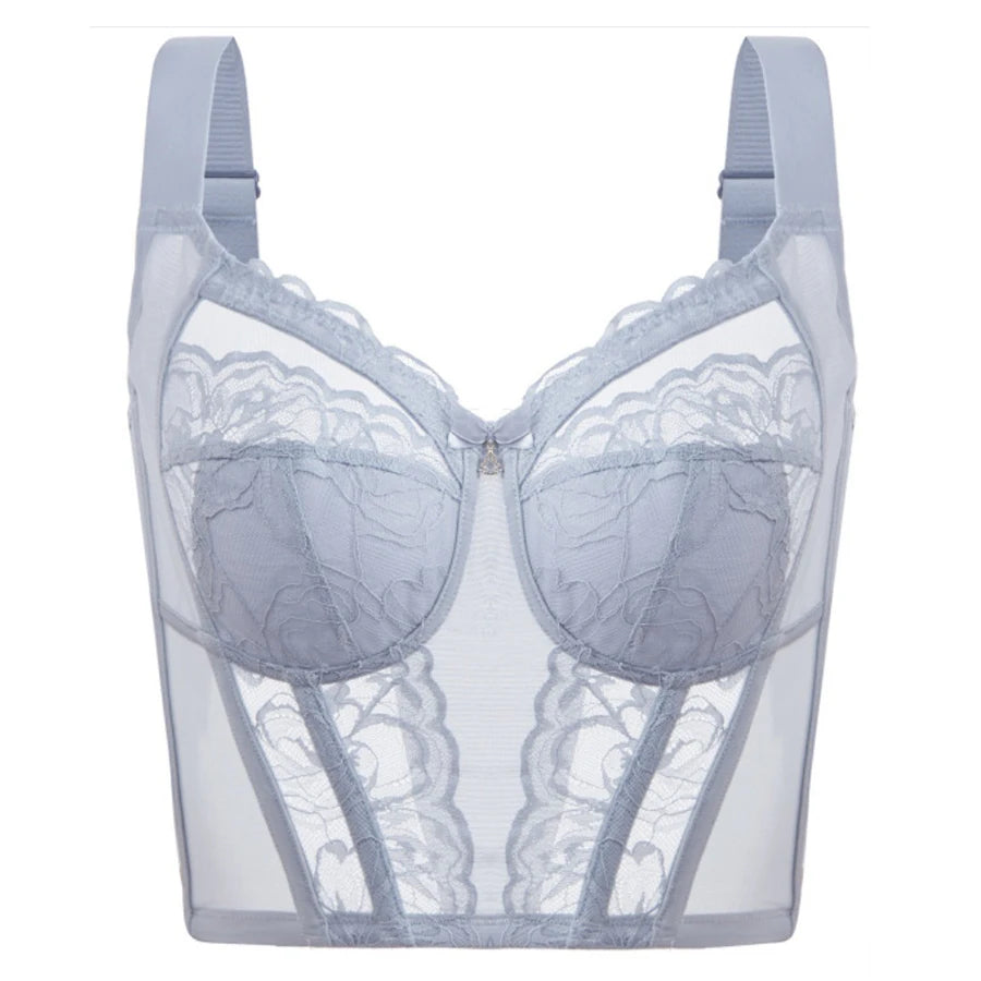 Lace Wireless Adjustable Long Bra Full Cup Body Shaping Comfortable Underwear for Women Slim Fit Tops M L XL XXL