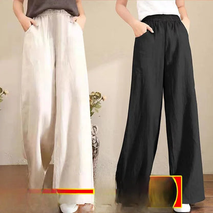 High Waist Wide Leg Pants Women's Casual Loose Cotton Linen Spring Summer Long Trousers Large Size Comfortable Drapey Style