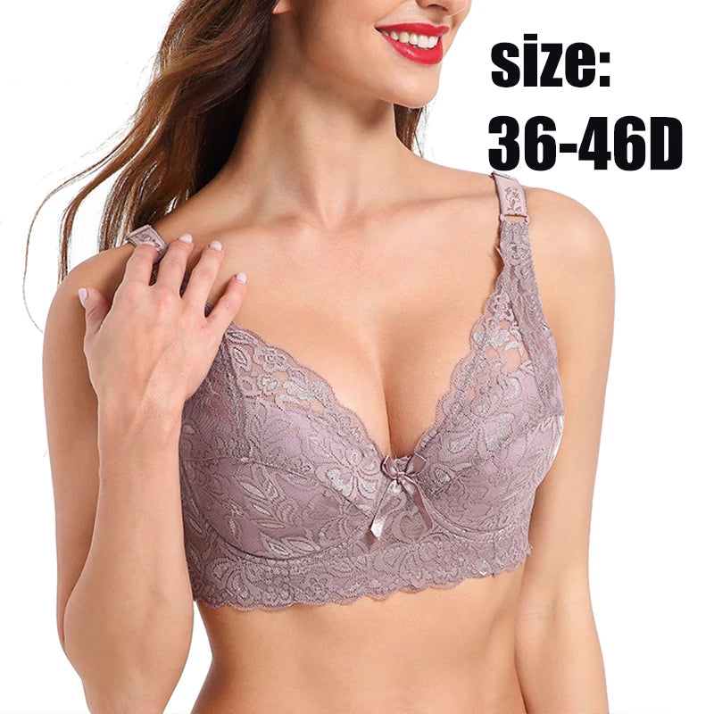 Hot Full cup thin underwear small bra plus size undewire adjustable lace Women's bra breast cover B C D Large size Lace Bras