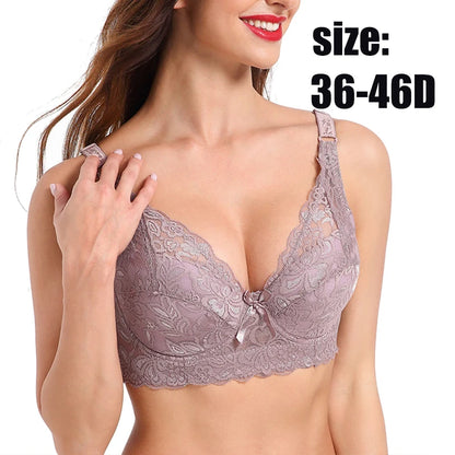 Hot Full cup thin underwear small bra plus size undewire adjustable lace Women's bra breast cover B C D Large size Lace Bras