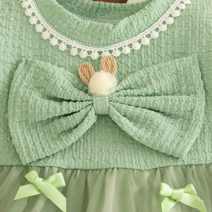Bow Chiffon Baby Girl Dress Summer New Sweet And Cute Children'S Clothing (6 Months -3 Years Old)