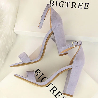 BIGTREE Shoes Sexy High Heels Women Pumps Block Heels Women Sandals Suede Women Heels Female Shoes High Heeled Sandals Summer