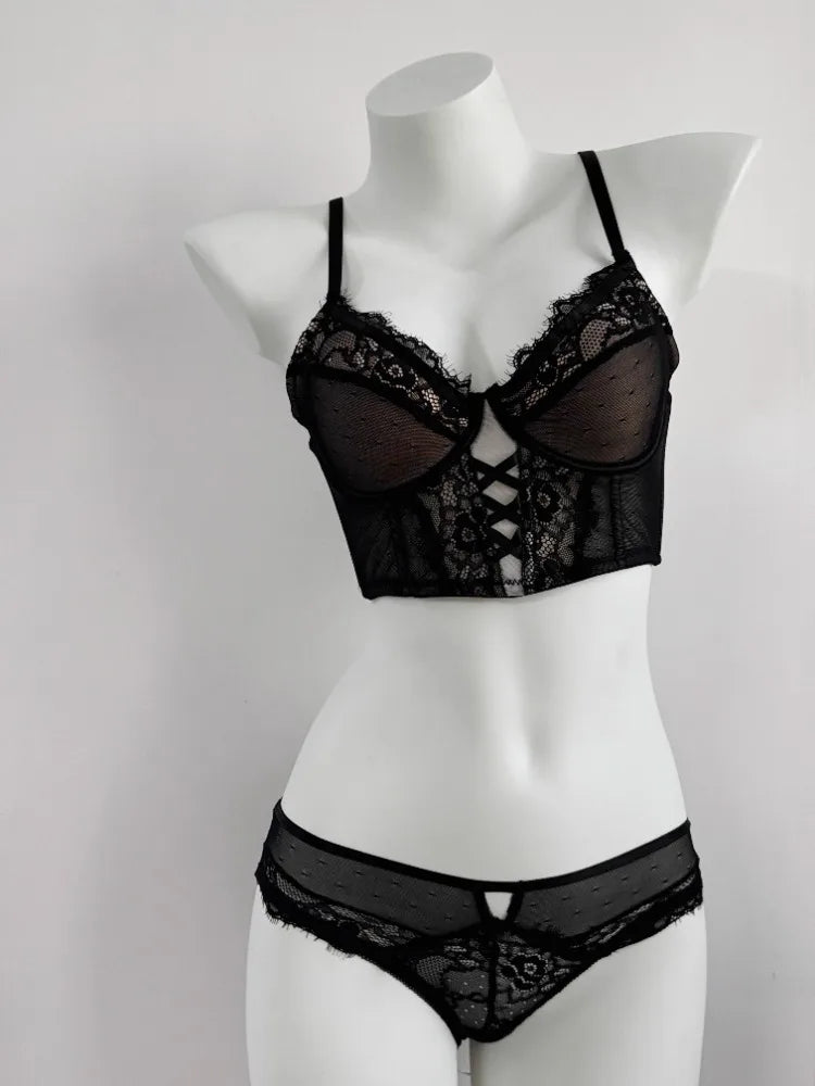 Luxury Fishbone Lace Bra Set for Small Chest | Anti-Sag Soft Underwire Push Up | Tuck Side Fat Enhancer | Sexy Tushy G & Panty