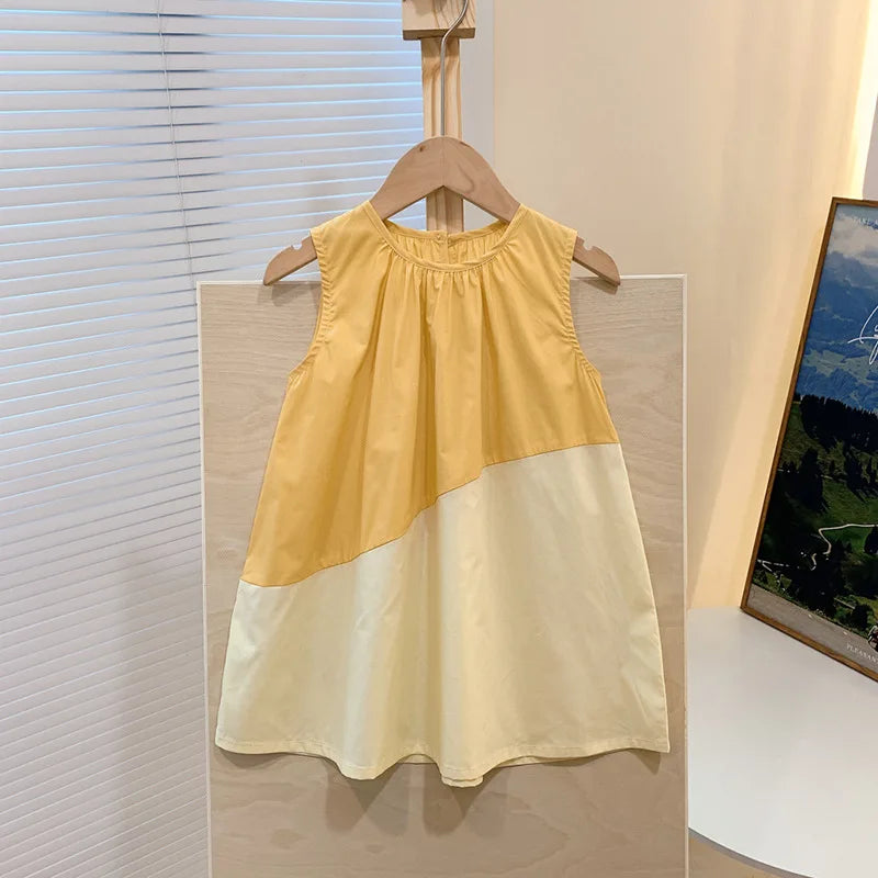 Girls Casual Dresses PATCHWORK Sleeveless Dress Toddler Girl Clothes for 1 To 8 Years Party Dress for Kids Girl