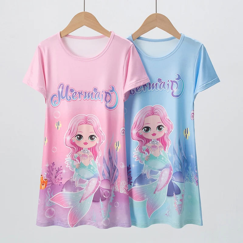 1/2 Pcs Children's Sweet And Lovely Dress Girl Casual And Comfortable Joker Round Neck Knee Skirt Sister Princess Home Dress