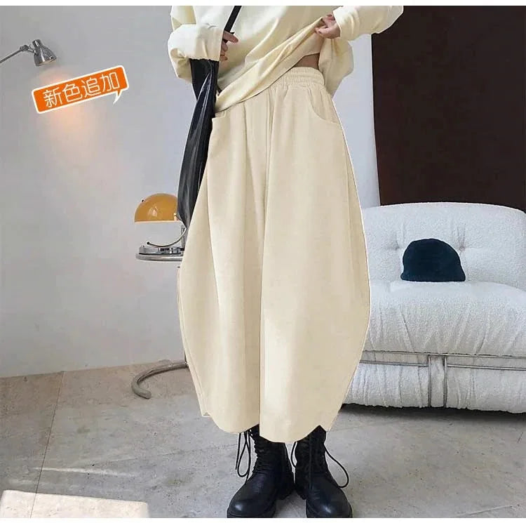 2026 Autumn Casual Harem Pants Women Cotton High Waisted Trousers Retro Loose Bloomers Women's Oversize Pants Baggy Sweatpants