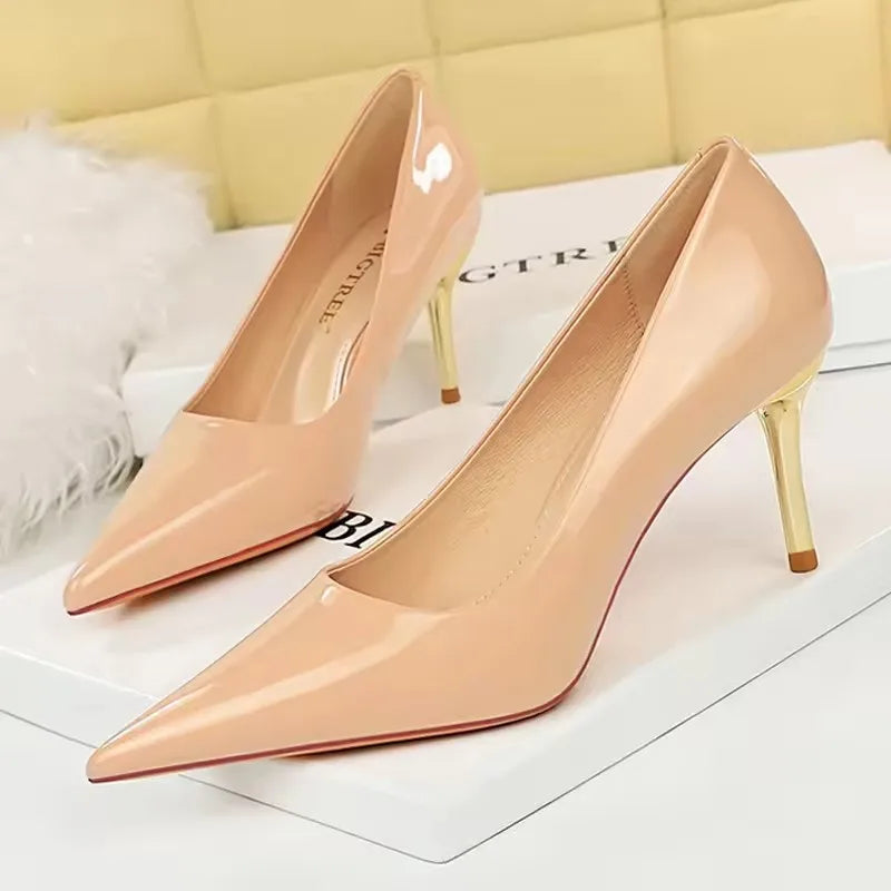 BIGTREE Shoes Woman Pumps Patent Leather High Heels Shoes Women Occupation OL Office Shoes Stiletto Women Heels Plus Size 43
