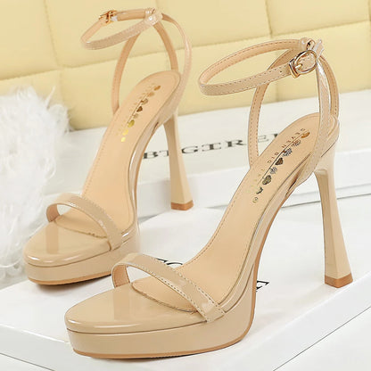 Ultra High Heels 11.5 cm Open Toed Round Toe Sandals Women Pumps Platform Heels Stiletto Summer Buckle High-heeled Sandals Lady