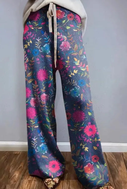 Women's New High Waist Loose Casual Wide Leg Print Pants Summer Beach EU US Style Comfy Flowy Trousers