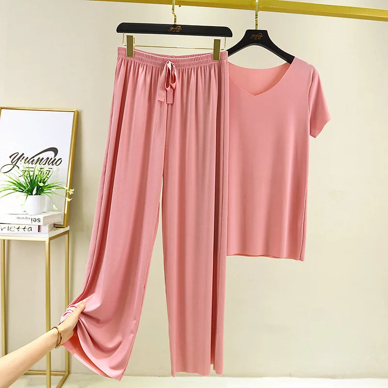 two piece set women top and pants Summer 2 piece sets womens outfits vacation 2026 new collection wide leg pants elegant casual