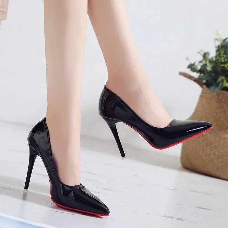 New Sexy Black Red Bottom High Heels for Ladies Women 7-9cm Stiletto Pointed Toe Shoes Women Nightclub Prom Party Shoes 42